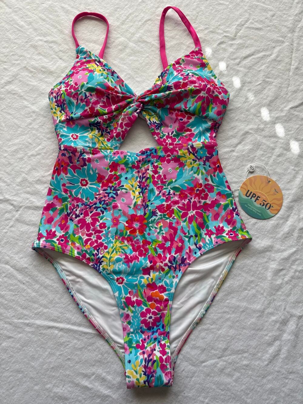 BNWT XS Caden Lane bright tropical floral swimsuit